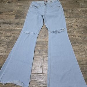 Ariat Light Blue Flare Jeans with Distressed Knee